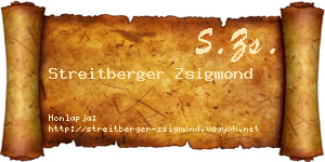 Streitberger Zsigmond névjegykártya
